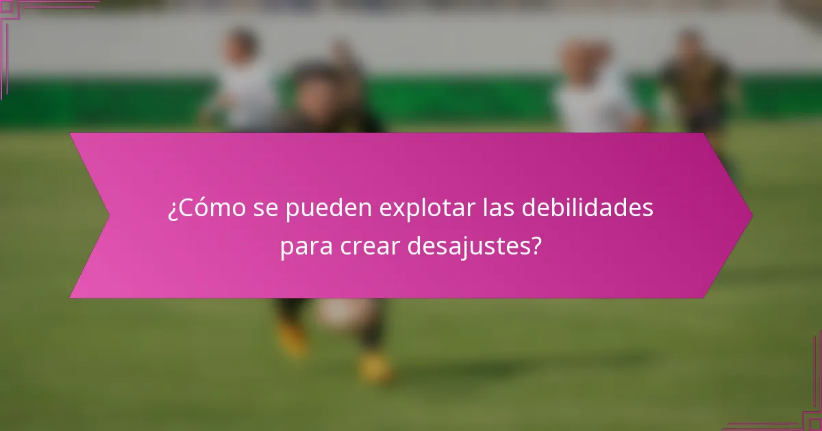 ¿Cómo se pueden explotar las debilidades para crear desajustes?
